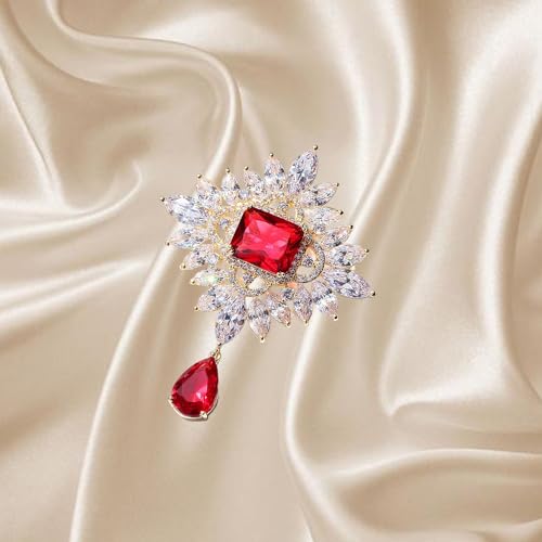 Image of Crystal Pearl Flower Brooches Pins Fashion Beautiful Created Rhinestone Floral Brooch Good Idea for Party Dance Wedding Banquet for Elegant Women Girl