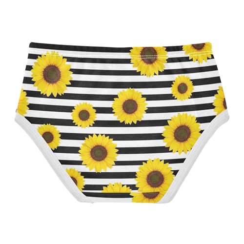 Funny Girls Underwear Toddlers 2t Cotton Panties for Girl Yellow Sunflowers Black Stripes Briefs Undies Kids2