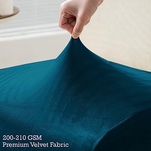 Image of HOKIPO Velvet Long Back Chair Covers Set of 4, Peacock Blue (AR-4760-PBLU*4)