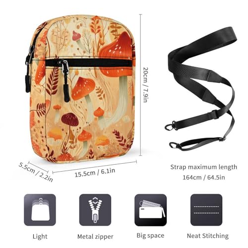 Personalized Small Crossbody Bag Water Resistant Messenger Bags Mini Mushrooms And Plants Printing SlingBag For Men Women2