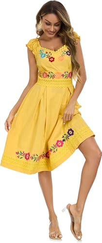 Image of Women's Mexican Dress Embroidered Causal Lace Party Dress