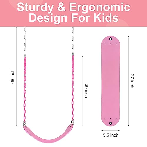 2 Pack Pink Swings Seats Heavy Duty 66 Inches Chain Plastic Coated by Take Me Away - Used condition - Image 4