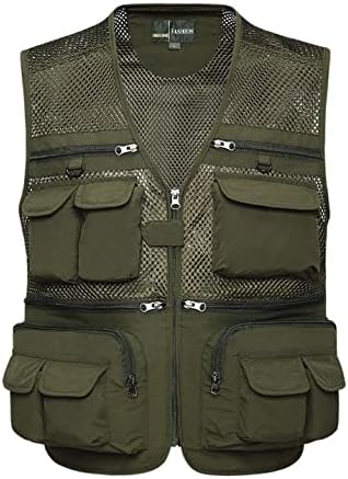 Sukany Men's Mesh Fishing Vest Utility Multi-Pocket Outdoor Work Shooting Safari Travel Photography Vest