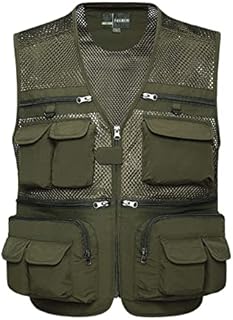 Sukany Men's Mesh Fishing Vest Utility Multi-Pocket Outdoor Work Shooting Safari Travel Photography Vest