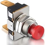 Saillong Horn Button, Boat Horn Switch, SPST Momentary Contact Switch, 12V/24V Dual Voltage, Red Button MOM On Off, Screw Terminals 15A/10A Corrosion Resistant Push On Off for Boat Trumpet Electrical