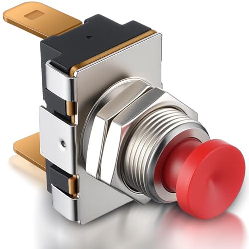 Horn Button Boat Horn Switch SPST Momentary Contact Switch 12V/24V Dual Voltage Red Button MOM On Off Screw Terminals 15A/10A Corrosion Resistant Push On Off for Boat Trumpet Electrical(1 Pcs)