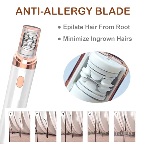 Epilators Hair Removal for Women - Smooth Glide Epilator and Removal 2-in-1 - Mini Size Epilating Plucker for Face Armpits Back Portable Smooth Skin Hair Free Epilation System (White)