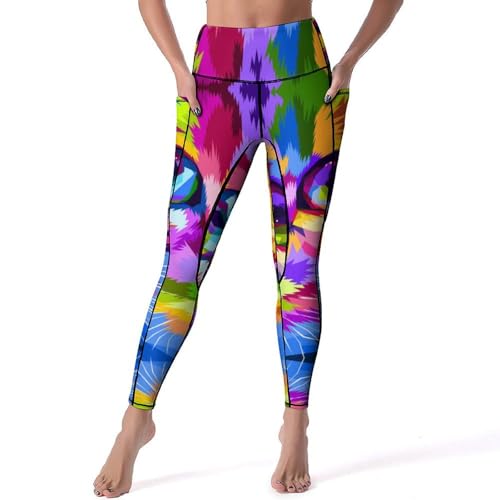 Leggings pour fitness à motif chat mignon du studio de yoga au jogging