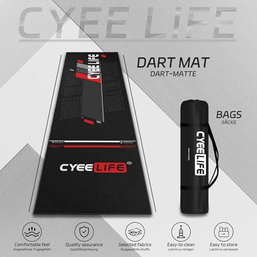 Cyeelife Carpet Mat 297 X 66cm, Mit Rutschfester Unterseite aus Gummi,Professionelle Dartmatte zum Schutz des Bodens und der Dartpfeile