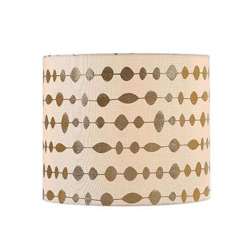 Image of Aspen Creative 31104 Transitional Drum (Cylinder) Shaped Spider Construction Lamp Shade in Beige with Gold Print, 12 inch Wide (12 inch x 12 inch x 10 inch)
