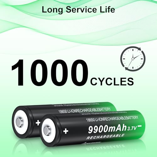 image for PAOWANG 18650 Rechargeable Battery 3.7Volt Li-ion Batteries 9900mAh Bu