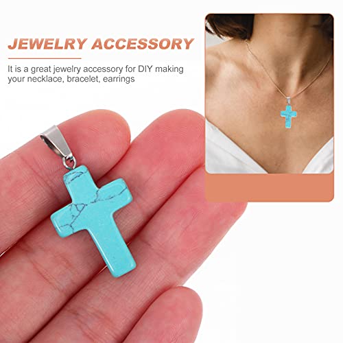Artibetter 12Pcs Cross Pendant Natural Stone Cross Pendant Cross Gemstone Charms Colorful Cross Charm for DIY Jewelry Projects - Image 2