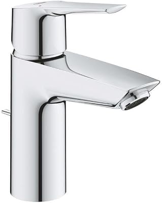 GROHE Start, Waschtischarmatur mit Zugstangen-Ablauf, 17cm hoch, 6l/min | Wasserhahn Bad mit 3in1 Werkzeug, Wassermenge & Temperatur begrenzbar, einfache Waschbecken-Montage (chrom, 24209002)