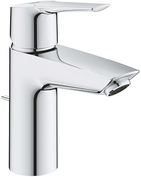 GROHE QUICKFIX Start - Bathroom Basin Mixer Tap with Pop-Up Waste Set Metal Lever, Water Saving Technology, Easy to Install, Includes 3-in-1 Tool, Tails 3/8 Inch, Size 165 mm, Chrome, 24209002