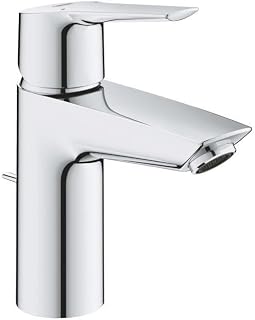 GROHE Start, Waschtischarmatur, wassersparend (Wasserhahn für das Bad, Badarmatur mit Zugstangen-Ablauf, 17cm hoch, mit 3in1 Werkzeug, einfache Installation am Waschbecken), chrom, 24209002