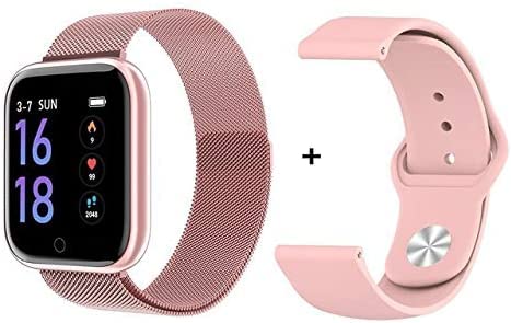 Relógio Smartwatch T80/P70 sport Pulseira Milanese + Pulseira Extra (Rose)