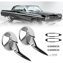 Dasbecan Round Bowtie Outside Rearview Mirrors Ribbed Base Compatible With 1963 1964 1965 Chevy Chevelle El Camino Impala Corvair Impala Nova Replaces# 654394765672