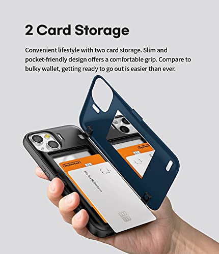 Goospery Magnetic Door Bumper Compatible With Iphone 13 Case, Card Holder Wallet Case, Easy Magnet Auto Closing Protective Dual Layer Sturdy Phone Back Cover - Navy #TOP4