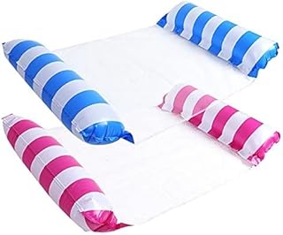 أرجوحة مائية قابلة للنفخ 4 في 1، سرير سباحة قابل للنفخ، مرتبة هوائية لحمام السباحة، كرسي استرخاء مع شبكة، سرير استرخاء للبالغين والأطفال من قطعتين