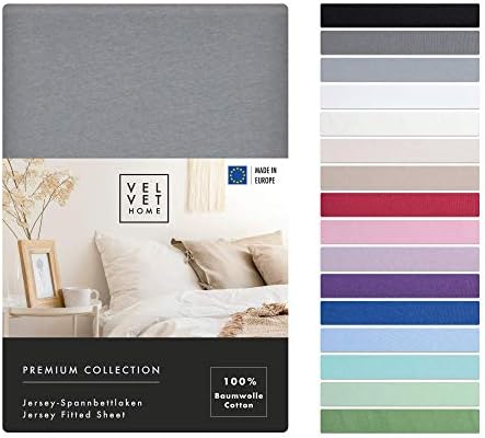 VelvetHome Prześcieradło z gumką 140x200cm | 100% Bawełna czesana | Made in EU | 165gsm | Jersey | Jakość Premium | Piękne Kolory | Ciemnoszary 140 x 200 +30