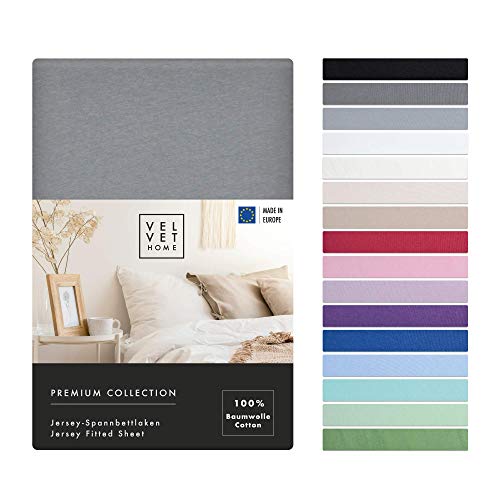 Amazon Basics - Spannbetttuch, Jersey, Dunkelgrau - 120 x 200 cm 6 Spannbettlaken 120x200cm 165g/m2, Bettlaken 120x200 Baumwolle mit Einem Gummizug - von Premium Qualität / Spannbetttuch Jersey mit Schönen Farben (Dunkelgrau, 120 x 200 +30)