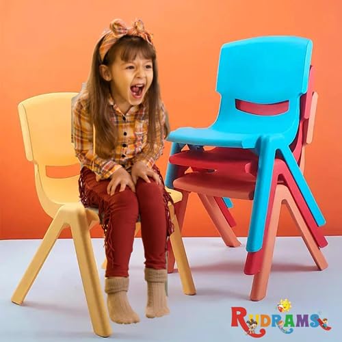 Image of Plastic Kids Chair || Strong & Durable Chair for Kids || Virgin Material Kids Chairs for 2 to 5 Years || Portable Kids Chair for 1 Year+ || Chairs for Kids Sustain Upto 100 kg (Orange)