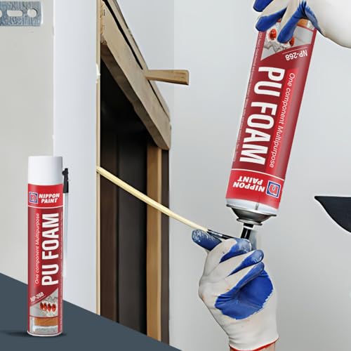 Image of Nippon Paint 750ml Expandable PU Foam Sealant Spray for Walls Doors & Pipes-Waterproof Insulation Filler w /Minimal Shrinkage-Off-White Polyurethane Gap Sealer for Home & Industrial Use