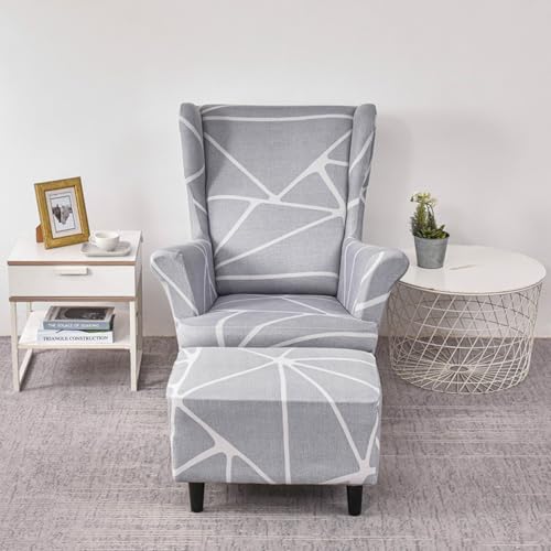 Funda de sofá wingback para salón moderno con protector elástico de otomana rectangular 6