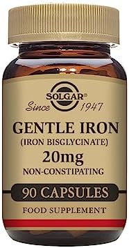 Solgar Gentle Iron (Iron Bisglycinate) 25 mg - 90 Vegetable Capsules - Non-Constipating, Gentle on Your Stomach - Gluten Free - 90 Servings
