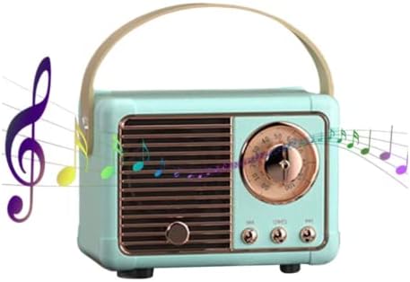 Pale Blue Vintage Retro Style Bluetooth Speaker | Classic old style radio design | Small Compact Portable Design | Cute Wireless Speaker | Connect Android | iOS | PC | Laptop | Novelty Retro Decor