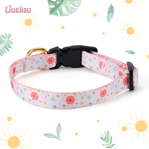 Cotton Handmade Dog Collar For Small Medium Large Dogs,Beige Daisy With Pendant Cute Dog Collars,Ideal For Girl Dogs Boy Dogs (Small) #TOP2