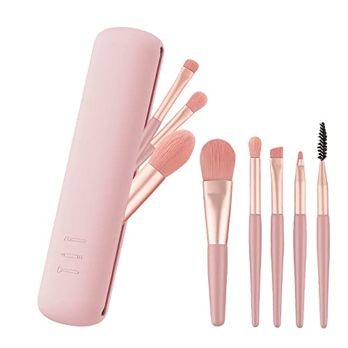 Lotvic Soporte para brochas de maquillaje de viaje, soporte de silicona para brochas de maquillaje con brochas de maquillaje, organizador de maquillaje portátil Cover