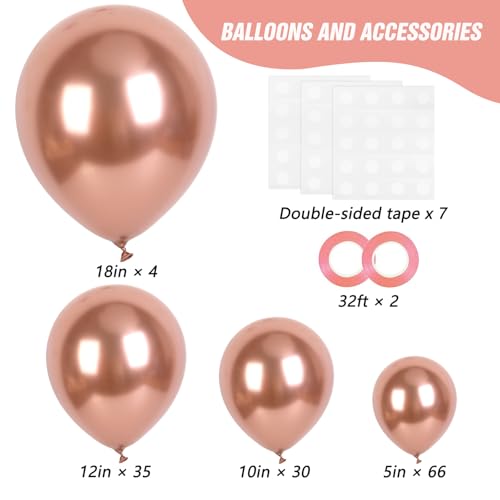 Image of RUBFAC 135pcs Rose Gold Balloons Different Sizes 18 12 10 5 Inches, Latex Balloon Garland Arch Kit for Birthday Party Valentine's Day Baby Shower Graduation Wedding Holiday Decoration