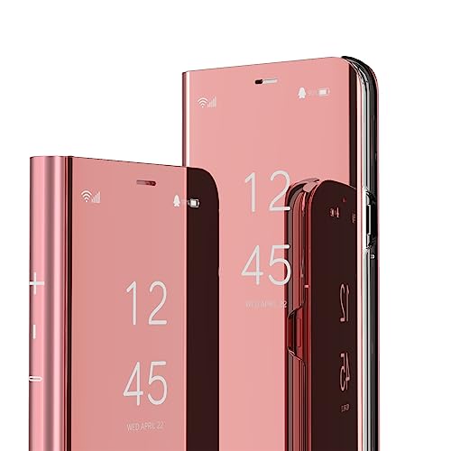 LEMAXELERS Case for iPhone 17 Pro Max Slim Mirror Design Clear View Flip Bookstyle Ultra Slim Protecter Shell with Kickstand Protective Case for iPhone 17 Pro Max 6.9" Mirror PU Rose Gold by LEMAXELERS - Used condition - US$5.85