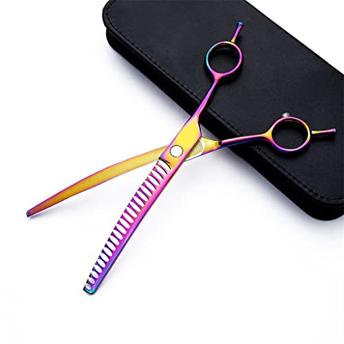 ROUZIHU Tijeras Curvas de Acero de 8 Pulgadas for Perros y Mascotas, Tijeras de Adelgazamiento, Tijeras de peluquería Canina, Herramientas de Corte de Pelo, Tijeras de peluquería
