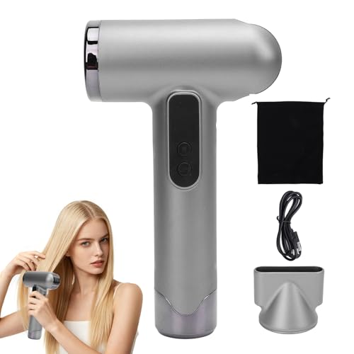 Secador de pelo inalámbrico profesional 100000RPM 15000mAh USB recargable de viaje secador de pelo con boquilla para el hogar salón dormitorio viajes al aire libre camping playas (Silver) Secador de pelo inalámbrico profesional 100000RPM 15000mAh USB recargable de viaje secador de pelo con boquilla para el hogar salón dormitorio viajes al aire libre camping playas (Silver)