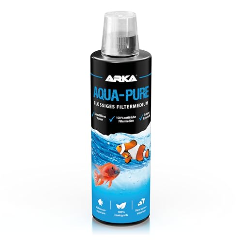 Wasserklärer Aquarium 473 ml – Entfernt Trübungen sichtbar – Für kristallklares Wasser in Süß- & Meerwasseraquarien – Biologisch mit Filterbakterien – Pflanzensicher – ARKA Aqua-Pure