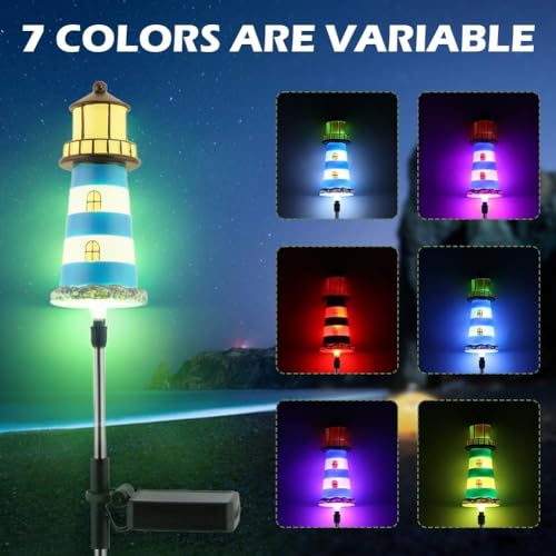 AQEENURA Solar Lighthouse, 2 PCS, 7 Colors Changing by AQEENURA - Used condition - Image 4