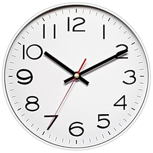 NUOVO Wanduhr, Metallrahmen mit Glasabdeckung, mit leisem, tickendem Uhrwerk, Quarz-Wanduhr, modernes Quarz-Design, dekorativ, für Innen- und Küche, 25,4 cm (Silber)