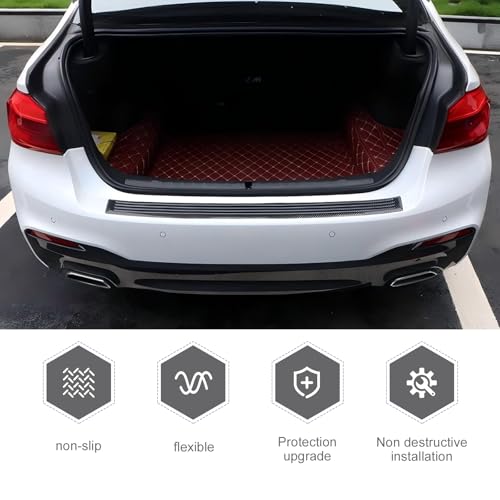 Zehiony Car Rear Bumper Guard, Rubber Scratch-resistant Anti-slip Trunk Sill Protector, Cuttable Self-adhesive Bumper Strip, DIY Modification Accessory for Car SUV (Carbon Fiber Black) by Zehiony - Image 6