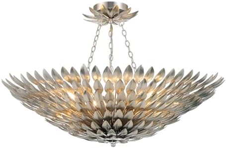 Crystorama Broche 8 Light Antique Silver Semi Flush Mount