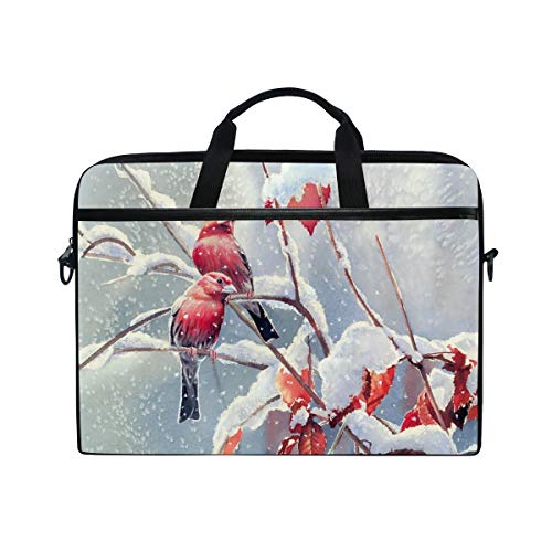Funda bandolera de invierno de 14 pulgadas con diseño de pájaros para tu portátil