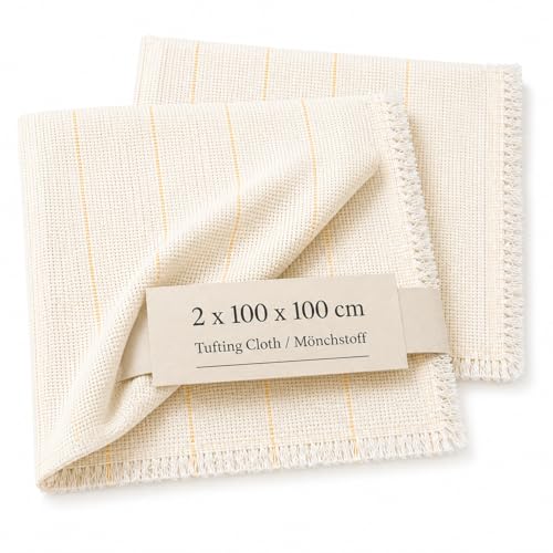 MatoSan Tufting Tuch 2er-Set 100x100cm mit Markierungslinien – Mönchsstoff für Tufting Gun & Punch Needle