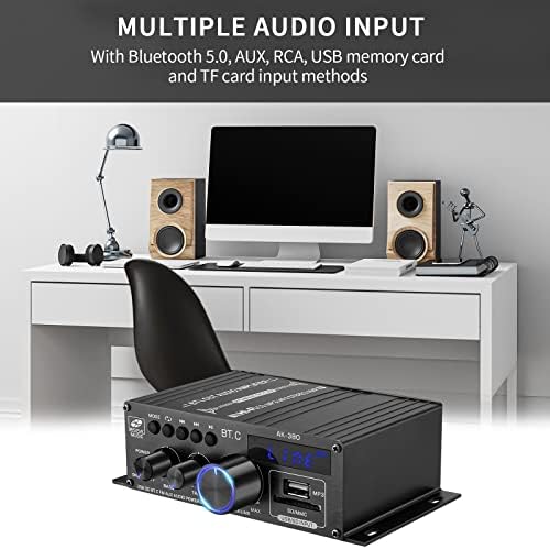Bluetooth Amplifier Board Hifi Stereo - Audio Amplifier Module 2.0 Channel 400WX2 Class D Digital Power Amplifier with Bass Treble Tuner for PC Home Theater 12V