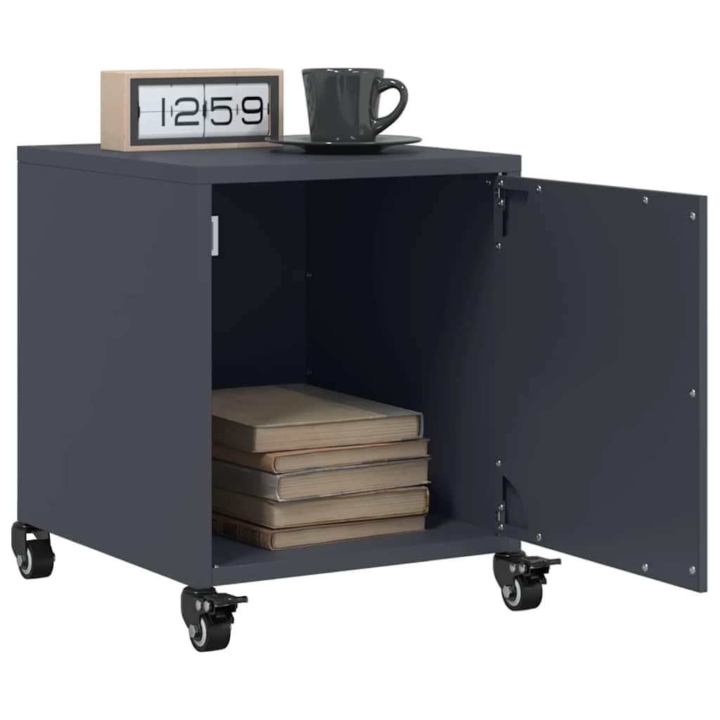 Table de chevet anthracite gain de place lot de 2 petites tables de nuit acier à roulettes