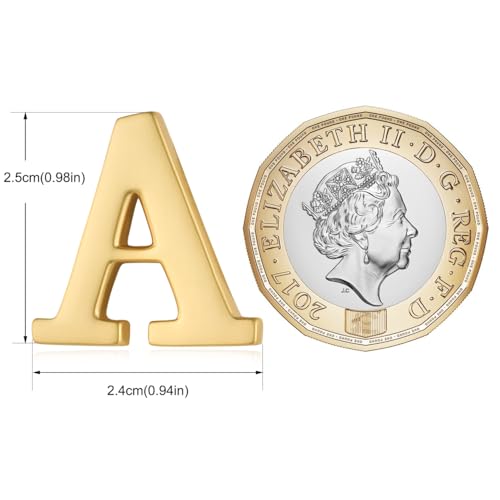 Image of HONEY BEAR Mens Womens Initial Alphabet Letter Lapel Pins Collar Badge Brooches for Business Wedding Graduation Gift Matte Gold 0.59 inches