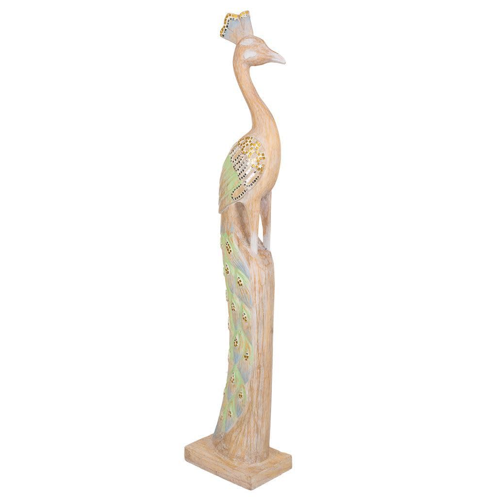 Figura Pavo Real : statue paon de prestige aux détails ciselés main pour intérieur chic