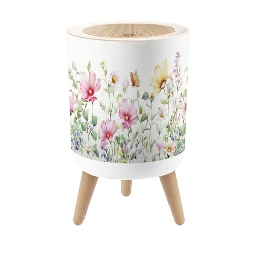 Pequeña caneca de basura redonda con tapa y patas 7L