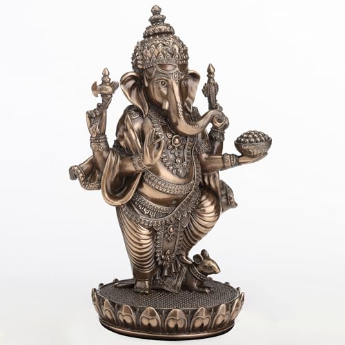 Estatua Lord Ganesha 5.12 pulg resina y bronce antiguo miniatura 3