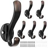 Ruiziiz Coat Hooks Heavy Duty - Easy to Install Metal Towel Hooks Screw-in Wall Hooks for Hanging Hat, Towel, Key, Robe, Scarf, Bag, Cap (6 PCS Retro)